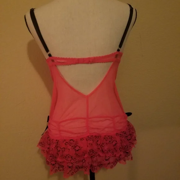 Victoria's Secret Pink/Red Bustier with Black Bows - Picture 3 of 6